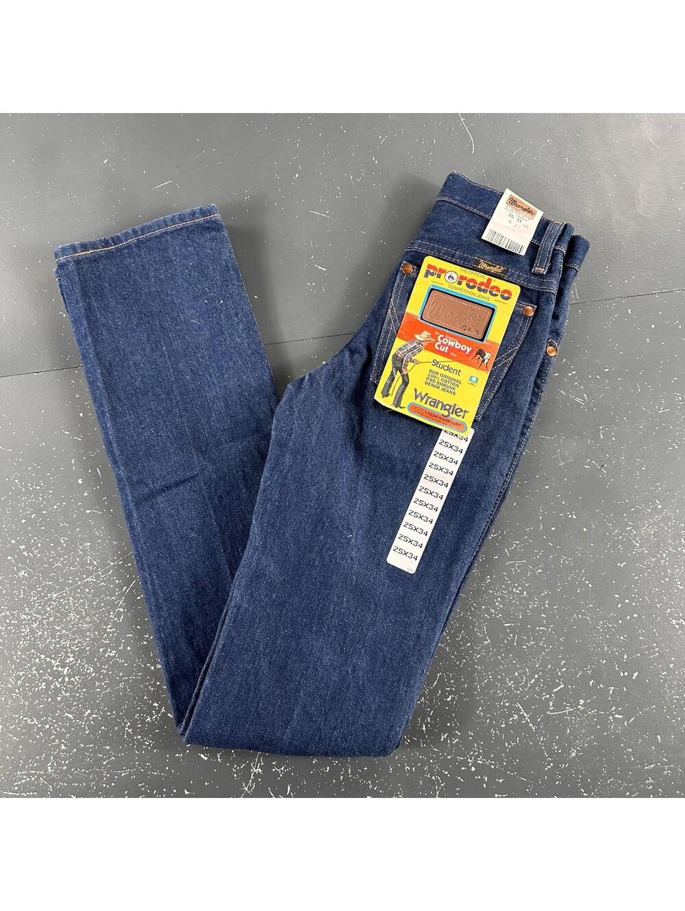 VTG Wrangler Boys Jeans Student 24x34 Blue Dark Wash All Cotton USA Made 90's